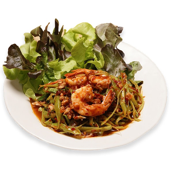 Spicy Scalded Morning Glory with Prawn in Thai Salad | Baan Somtum Restaurant​